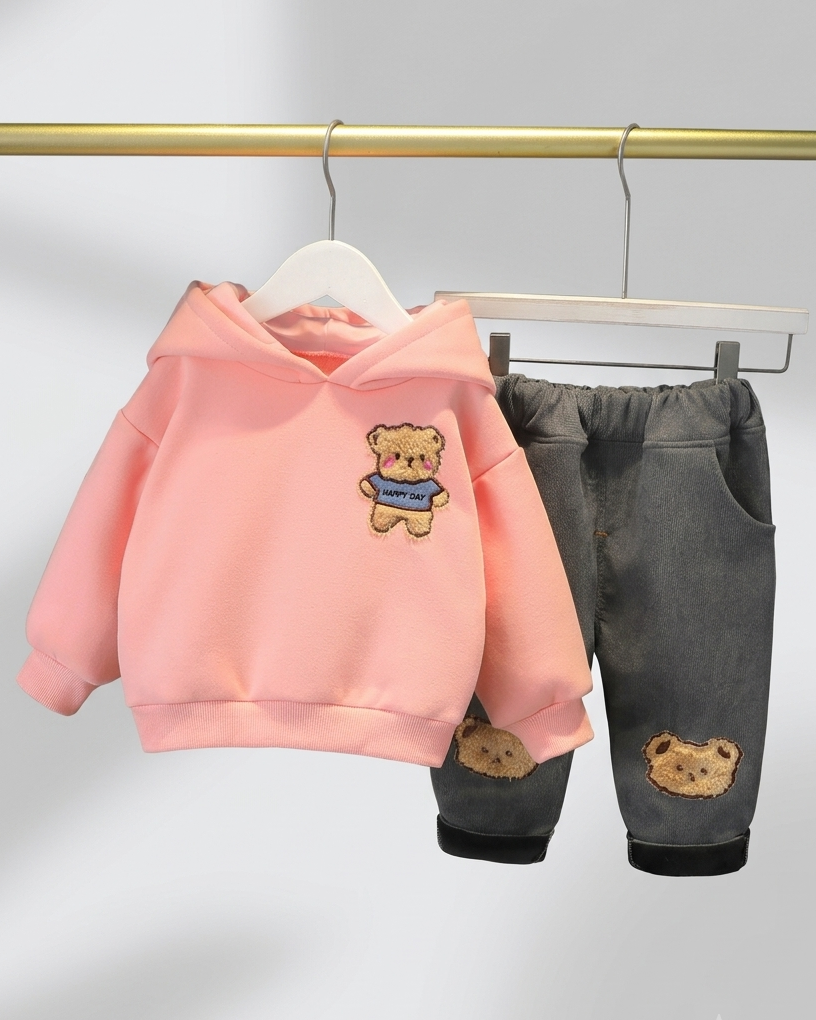 Conjunto Niño 2 Piezas Sudadera Oso 3D y Vaquero