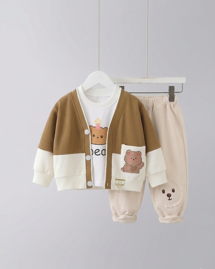 Conjunto bebé 3 piezas ropa infantil con diseño elegante de osito para niño y niña en España