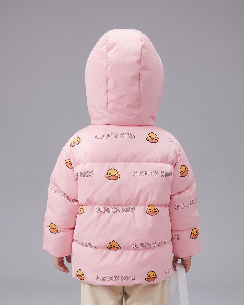 Chaqueta infantil de invierno con capucha y estampado de patitos acolchada con bolsita a juego en España