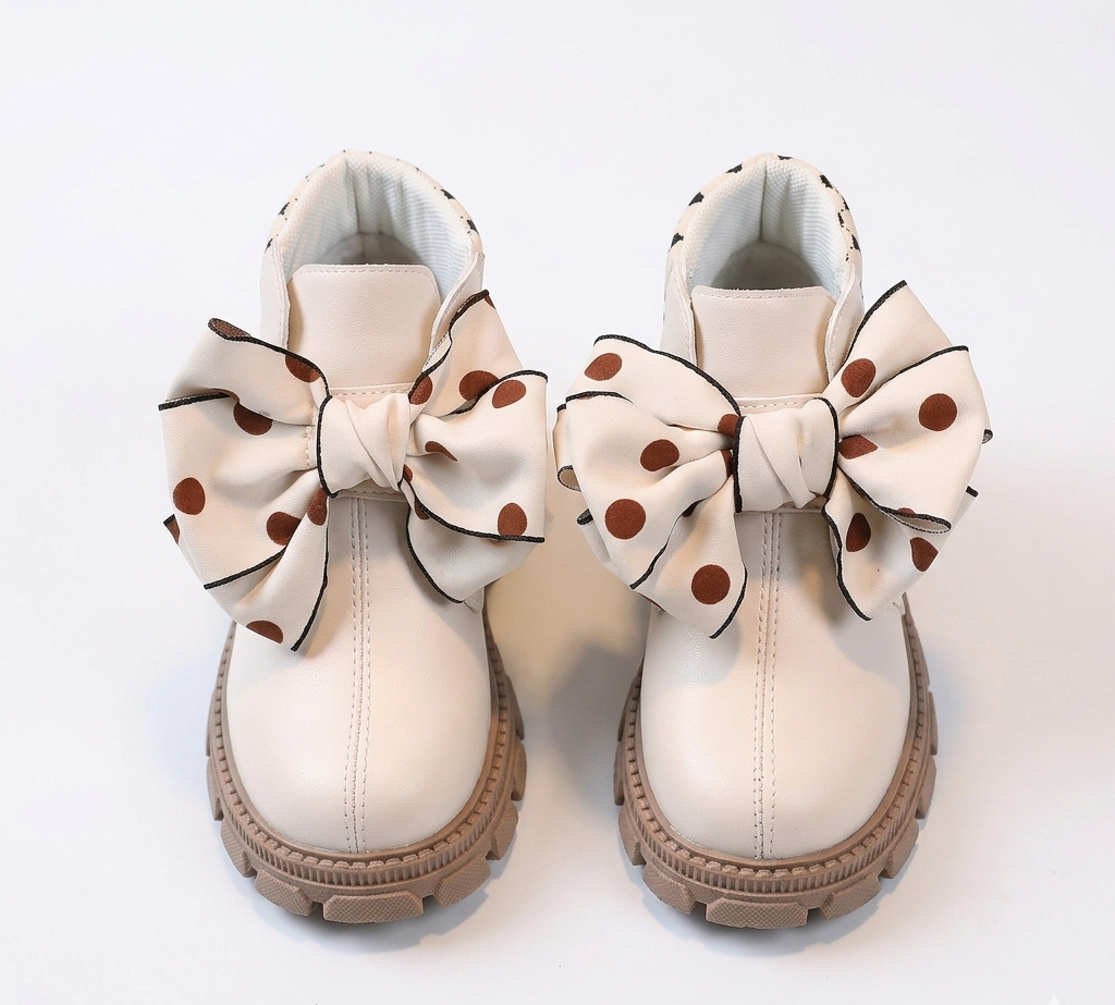 Botas de invierno elegantes con diseño de lazo de tela con lunares en España