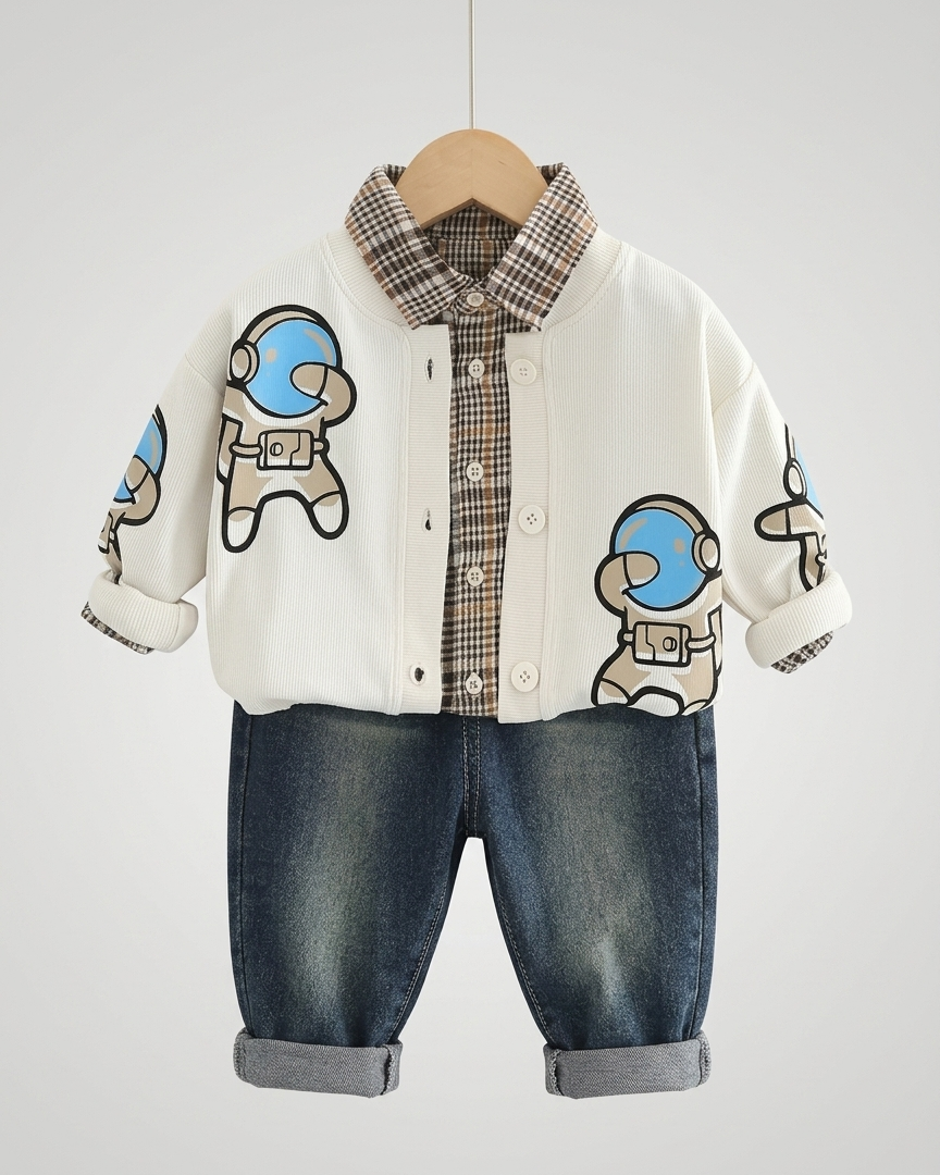 Conjunto Niño 3 Piezas Astronauta Chaqueta y Vaquero