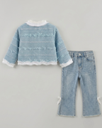 Conjunto niña 2 piezas chaqueta tweed y pantalón vaquero con perlas  en España