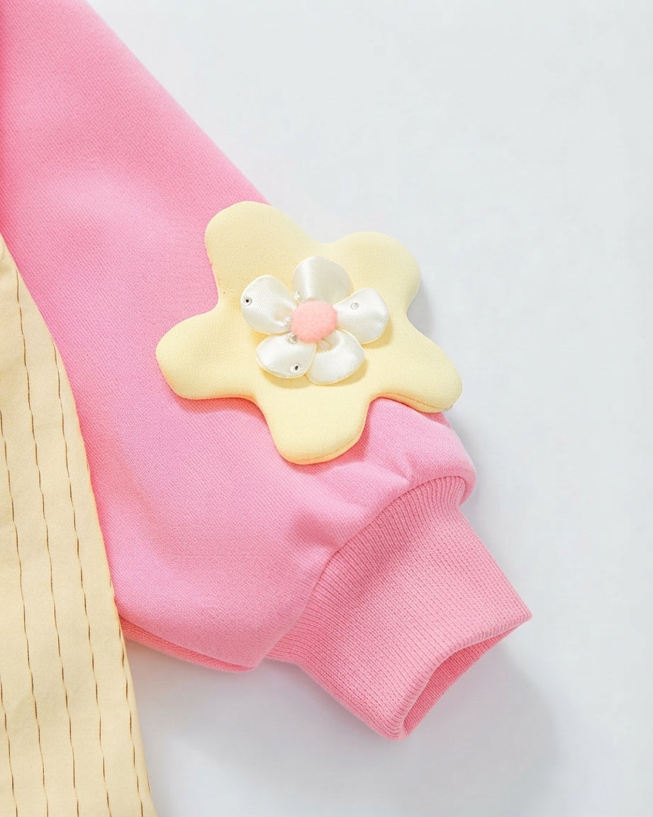 Conjunto Niña Flores 3D 3 Piezas Infantil Elegante