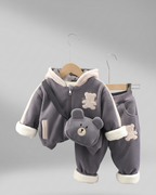 Conjunto Bebé Niño Invierno 3 Piezas Chaqueta, Pantalón y Bolso de Oso