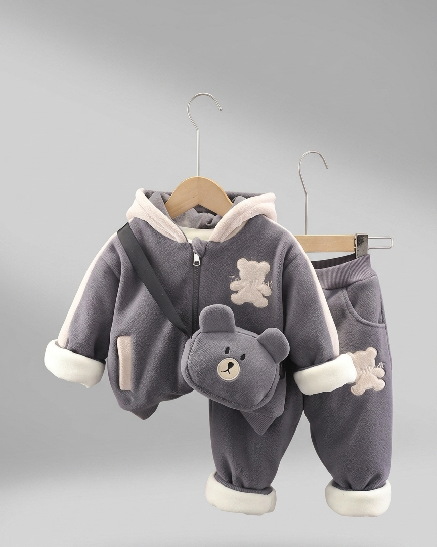 Conjunto bebé niño invierno 3 piezas: chaqueta, pantalón y bolso de oso , perfecto para los niños en España