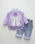 Conjunto Niña Chaleco Lana 3 Piezas Vaquero