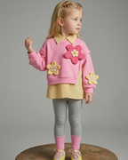 Conjunto Niña Flores 3D 3 Piezas Infantil Elegante