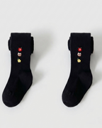Calcetines niña largos algodón con flores bordadas elegantes