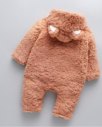 Conjunto de invierno niño sherpa Teddy Bear con capucha de orejitas y forro cálido detalle capucha