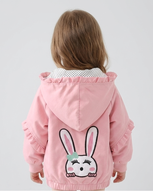 Chaqueta niña con capucha y conejo bordado, abrigo infantil otoño invierno,Ideal para clima otoñal y principios de invierno en España