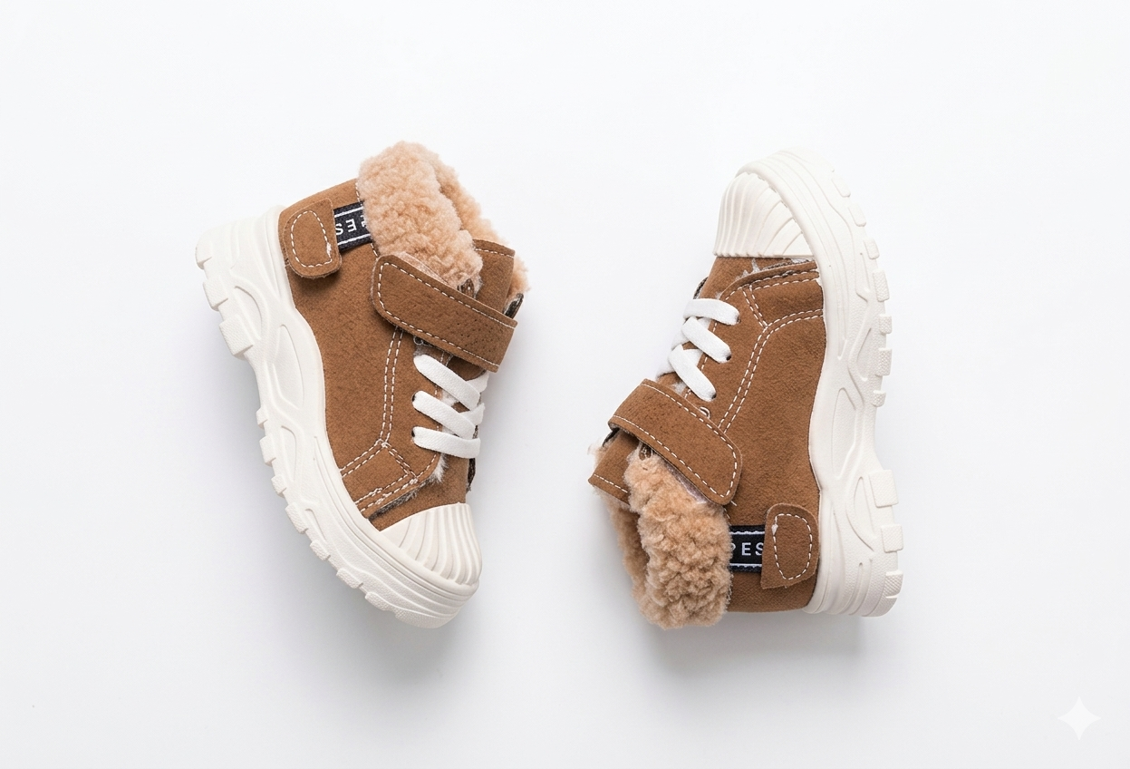 Zapatos cálidos forrados de piel con un diseño moderno detalle diseño
