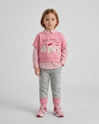 Conjunto niña 3 piezas ropa niña suéter corto, camisa a rayas y chaleco multicolor Ideal para primavera en España