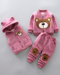 Conjunto Niño Invierno 3 Piezas | Osito Bordado y Chaleco con Capucha