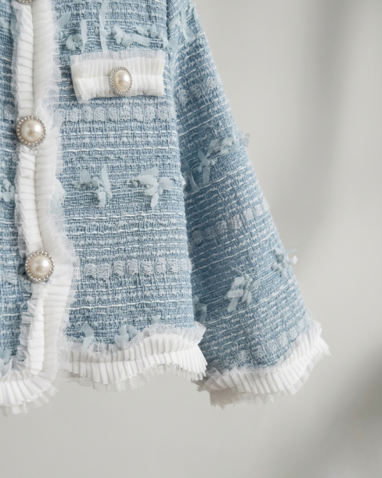 Conjunto niña 2 piezas chaqueta tweed y pantalón vaquero con perlas  en España