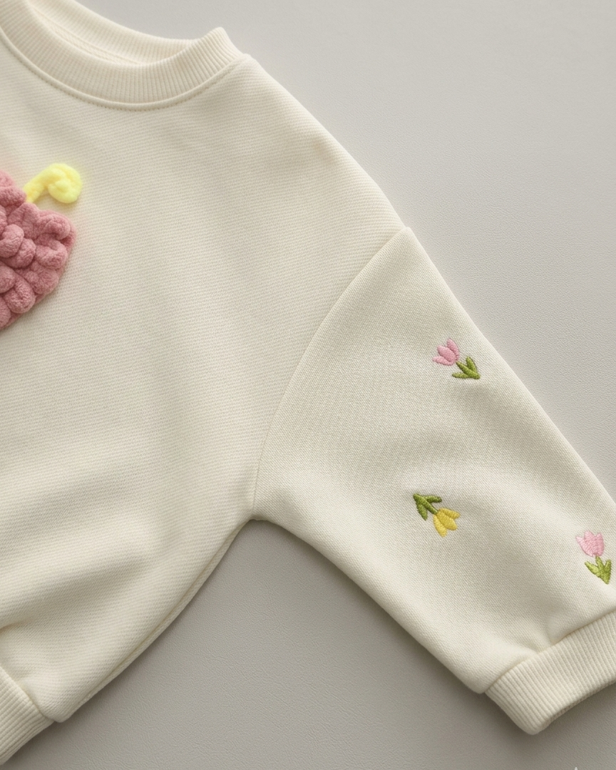 Conjunto niña 2 piezas con bordado de flores 3D otoño invierno,destacada para looks elegantes y sencillos en España