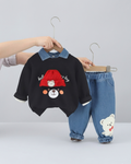 Conjunto bebé niño invierno con camiseta de algodón y pantalón vaquero