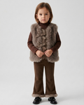 Conjunto niña invierno 3 piezas elegante con chaqueta y chaleco de piel sintética Ideal para clima otoñal en España