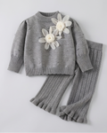Conjunto Niña 2 Piezas Blusa Floral y Pantalón Acanalado