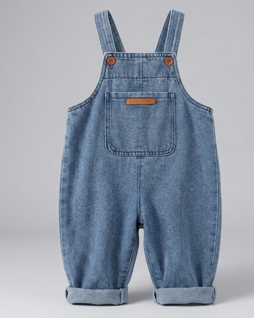 Conjunto de mezclilla para niños con estilo clásico y bolsillo delantero.Ideal para primavera y verano, en España