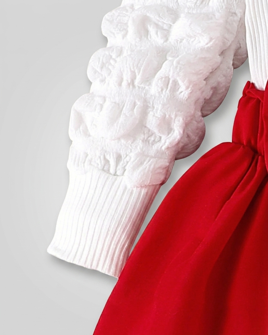 Vestido bebé niña dos piezas con lazo rojo y estampado de fresas – conjunto ropa bebé niña para fiestas en España