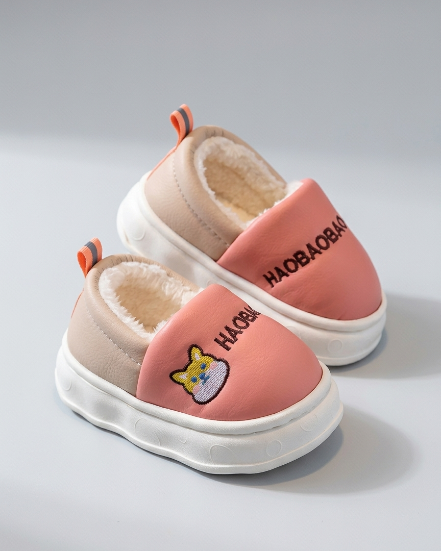 Pantuflas de invierno acolchadas con estampado de gatos para niños en España