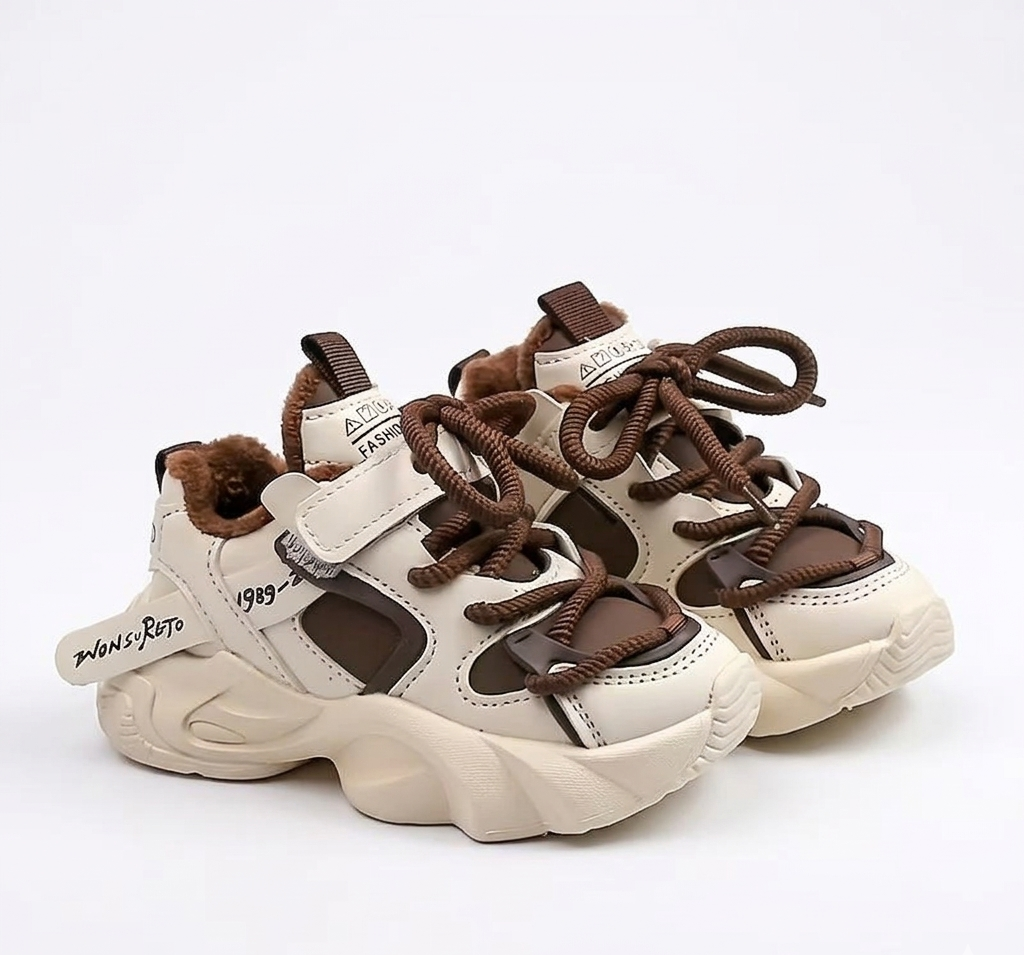 Zapatillas deportivas para niños con suela gruesa y forro de peluche para invierno en España