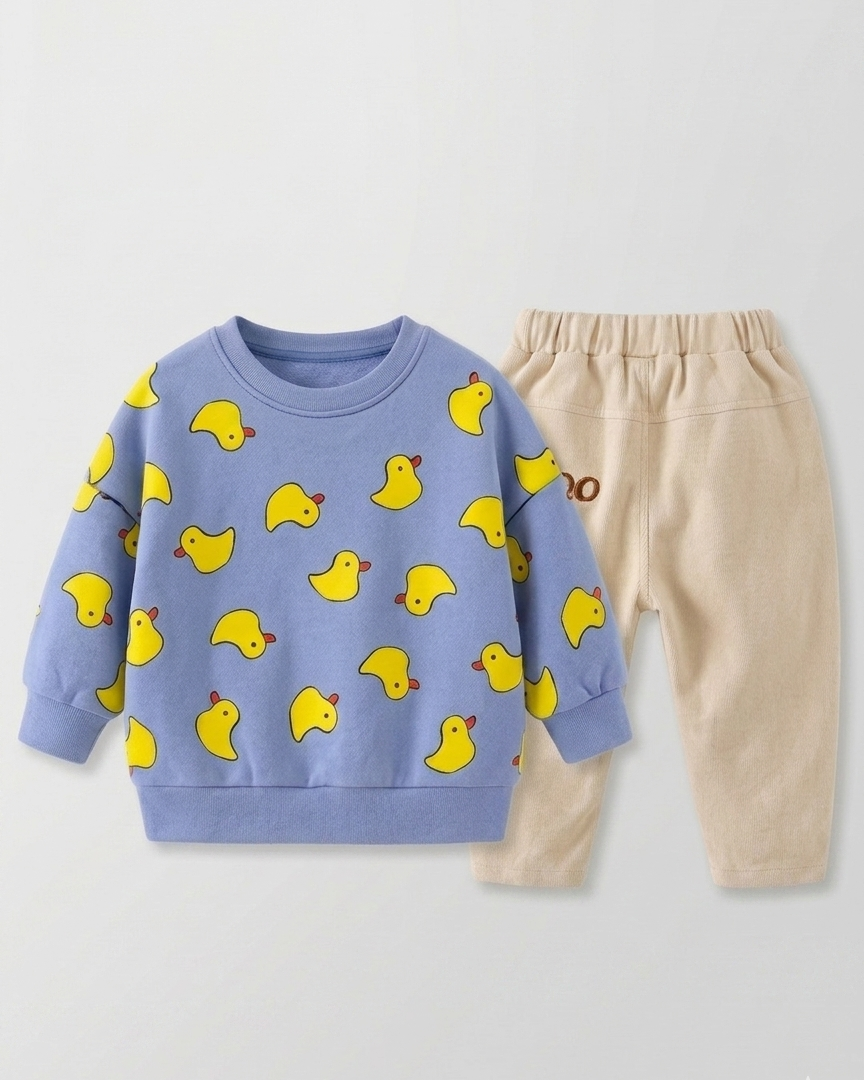 Cómodo conjunto de dos piezas: sudadera y pantalón cómodo de algodón.