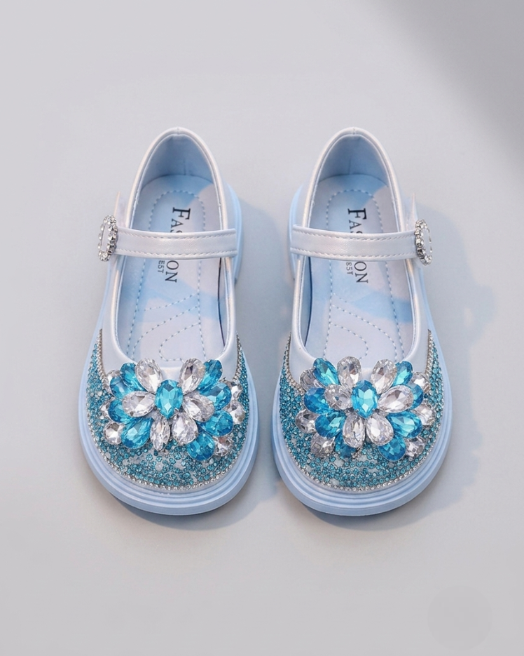 Zapato elegante para niña con diseño de flor de cristal brillante en España