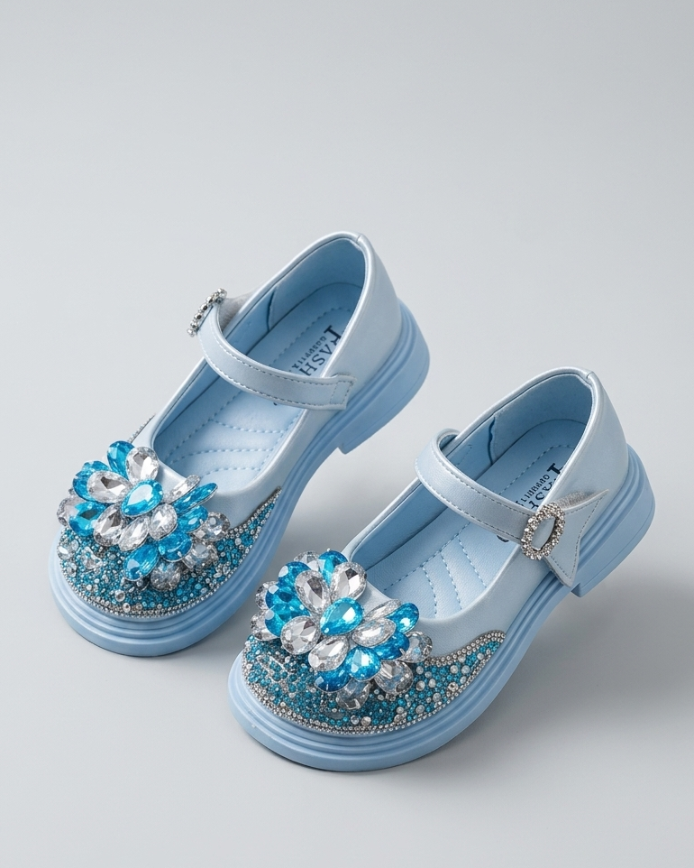 Zapato elegante para niña con diseño de flor de cristal brillante en España