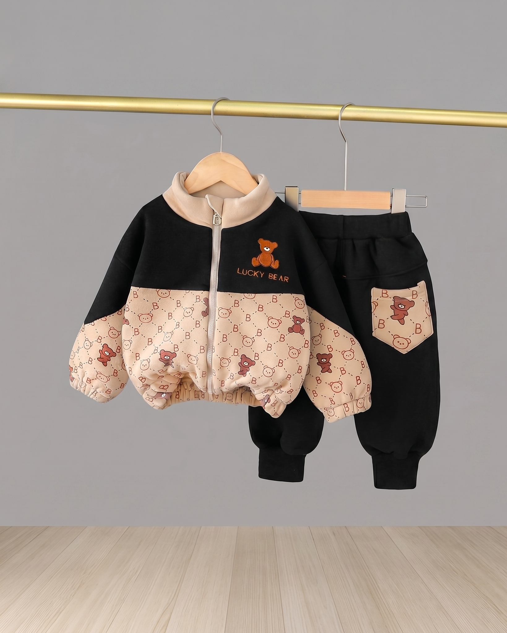 Conjunto de invierno niño 2 piezas chaqueta con cremallera y pantalón deportivo Lucky Bear en España