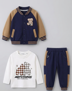 Conjunto deportivo bebé 3 piezas (chaqueta, camiseta interior de algodón y pantalón) con osito | chándal bebé, ropa bebé niño en España