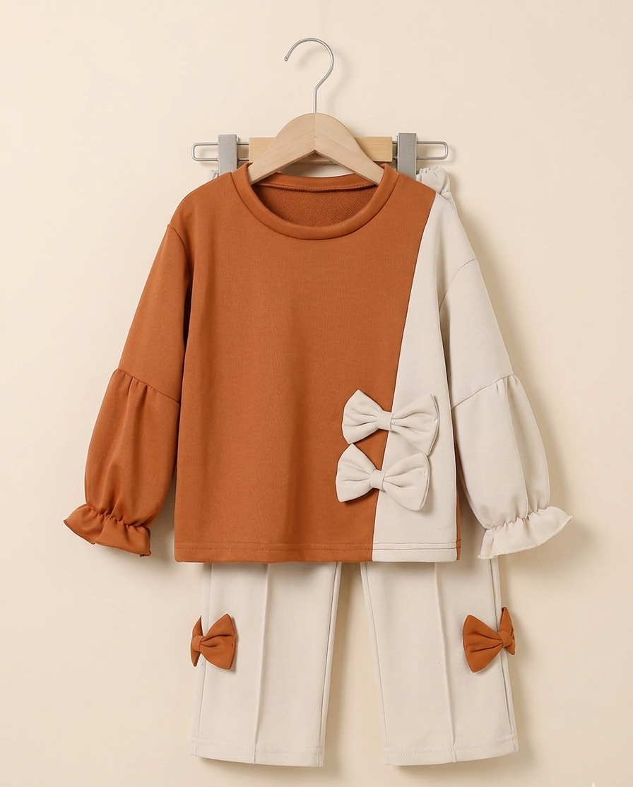 Conjunto Moderno de Algodón con Detalles de Lazos