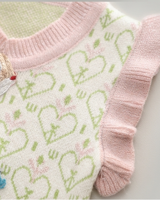 Conjunto niña 3 piezas ropa bebé niña – blusa rosa, chaqueta con conejo y pantalón vaquero con mariposas en España
