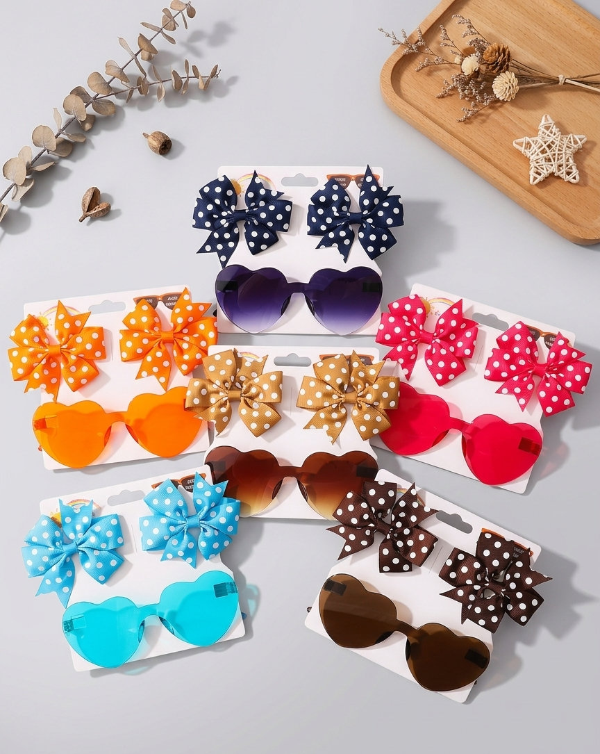 Gafas de sol niña corazón con diademas lunares set accesorios verano