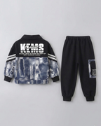 Conjunto niño 2 piezas denim casual: chaqueta y pantalón estilo deportivo en España