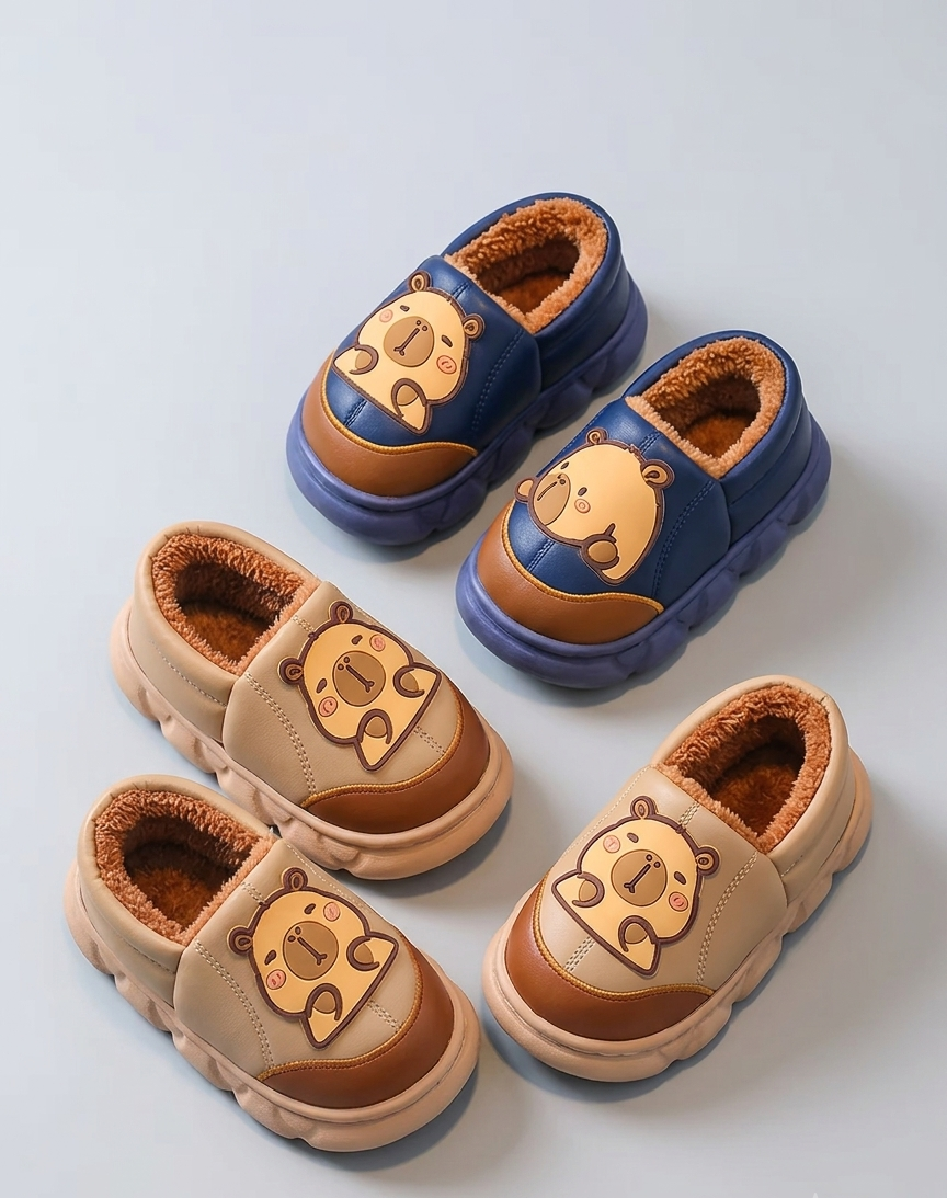 Pantuflas de invierno cálidas con diseño de oso en 3D y suave piel en España