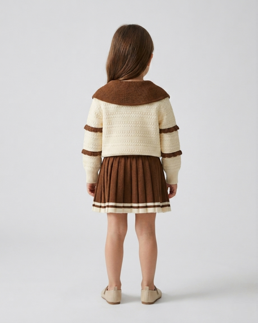 Vestido niña invierno elegante falda plisada manga larga ropa infantil,destacada para looks elegantes y sencillos en España