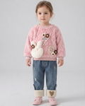 Conjunto niña invierno 2 piezas sudadera felpa y pantalón vaquero acolchado,Ideal para clima otoñal y principios de invierno en España