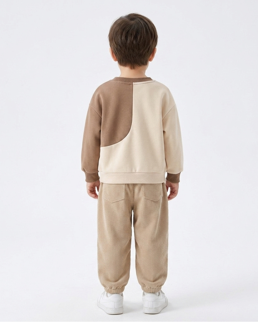 Conjunto de invierno cálido de dos piezas con estampado de oso para niños