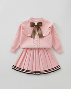 Vestido niña invierno tejido conjunto 2 piezas (top y falda plisada) niña de dos piezas Ideal para primavera y para clima otoñal en España