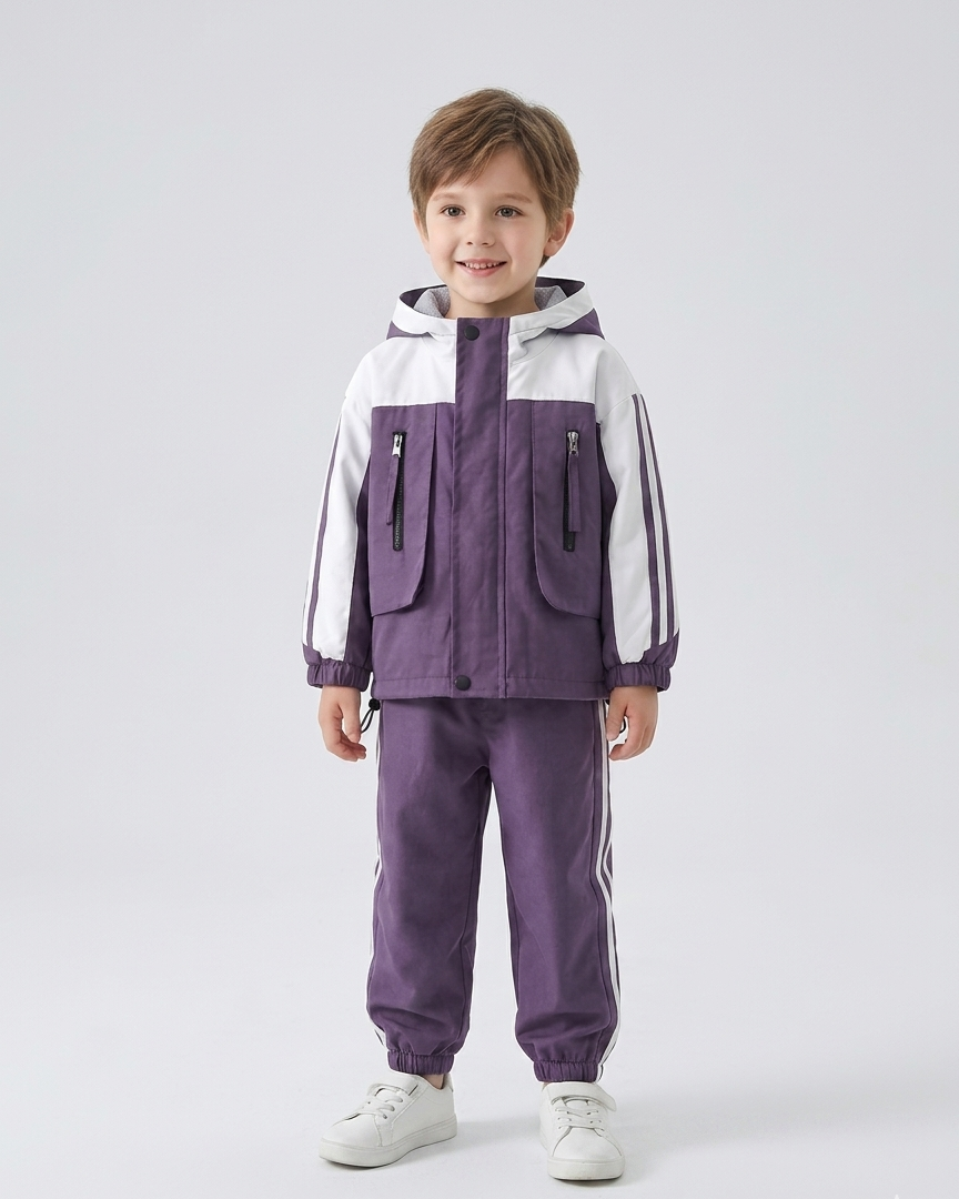 Conjunto deportivo niño 3 piezas con capucha, chándal infantil moderno y cómodo, Ideal para primavera y para clima otoñal en España
