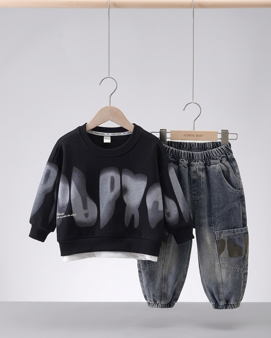 Conjunto niño sudadera y pantalón algodón estampado moderno ropa infantil en España
