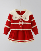 Vestido niña invierno elegante falda plisada manga larga ropa infantil,destacada para looks elegantes y sencillos en España