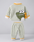 Pijama bebé invierno dinosaurio con cuello doblable y cierre de botones completo – pijama infantil cálido en España