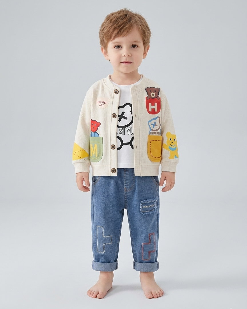 Conjunto bebé niño 3 piezas casual chaqueta camiseta y pantalón en España