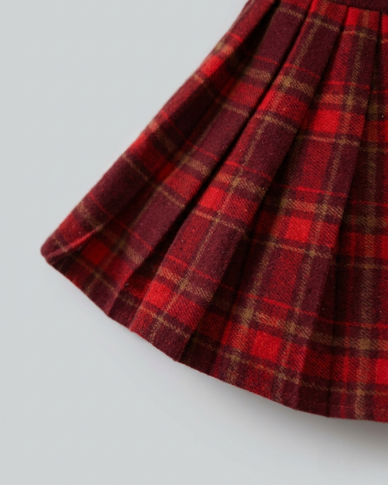 Conjunto niña invierno elegante 2 piezas ropa niña suéter tejido y falda de cuadros,Ideal para clima otoñal  en España