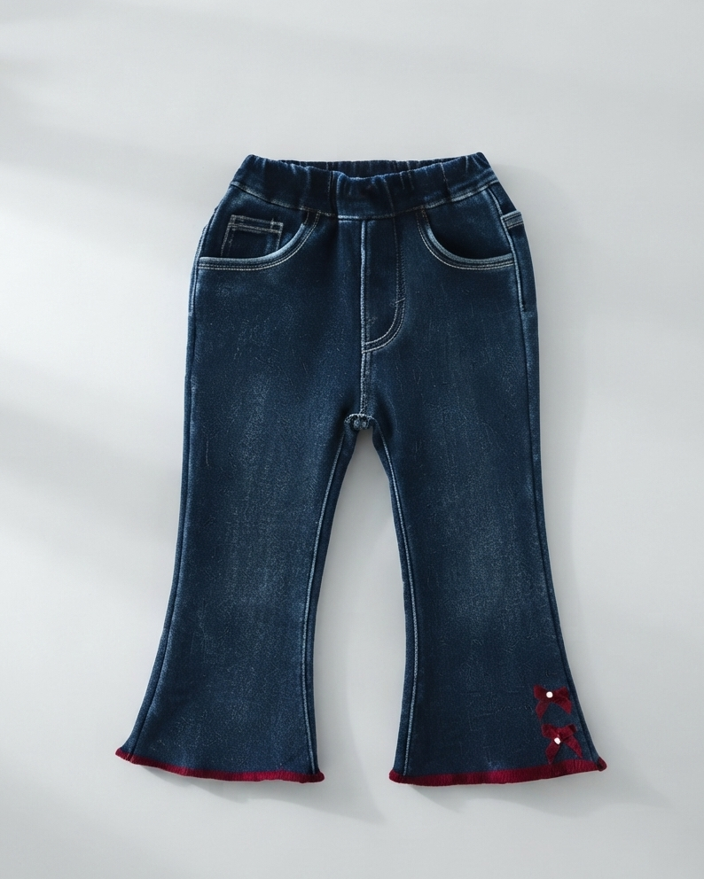 Jeans Acampanados para Niña con Lazos Decorativos