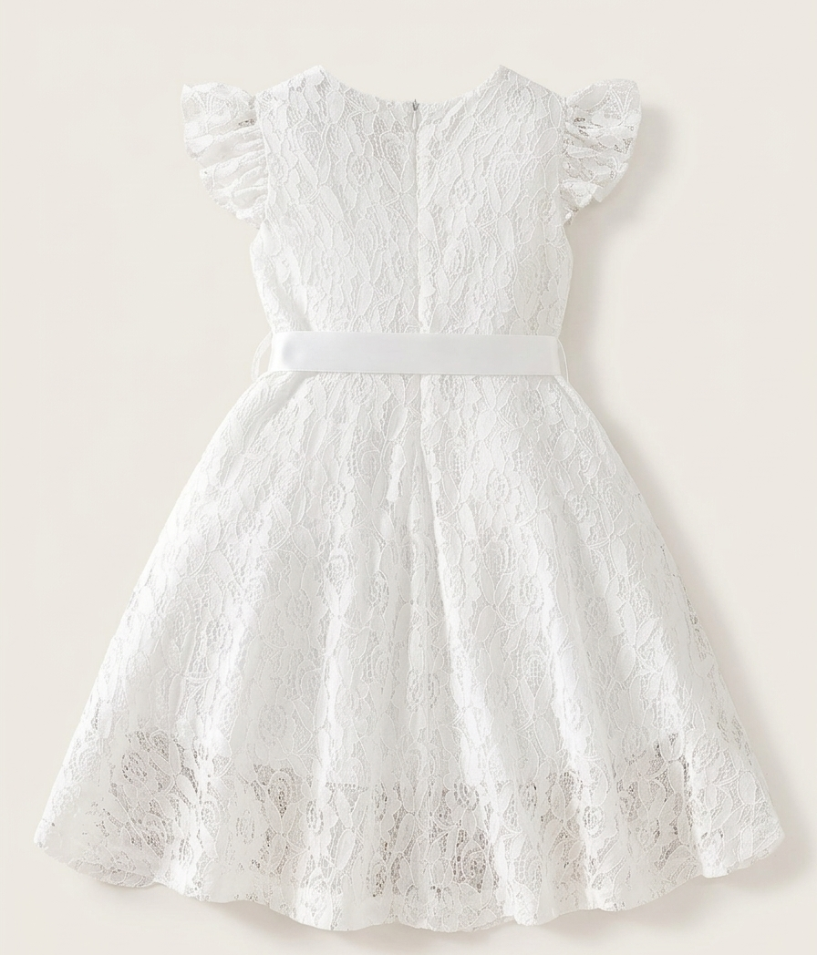 Vestido de verano para niñas con cuello de encaje