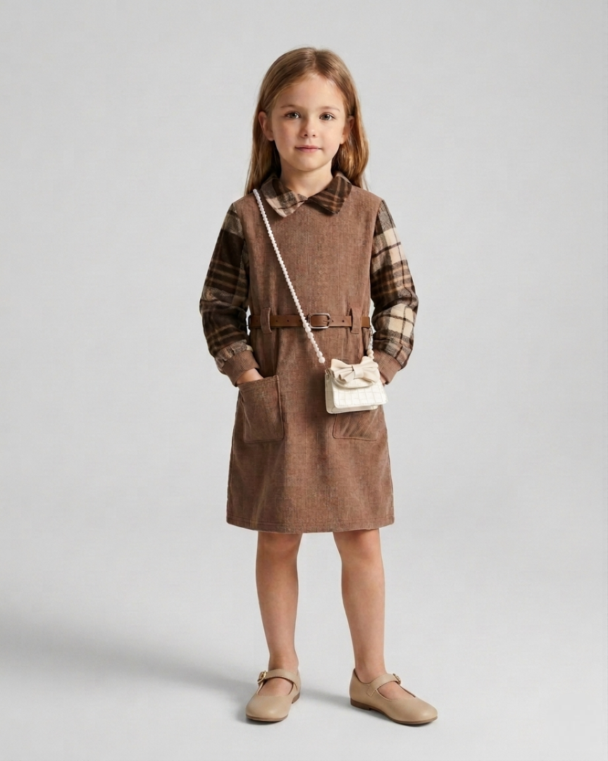 Vestido niña invierno de lana suave con cinturón y estrellas – ropa niña invierno en España