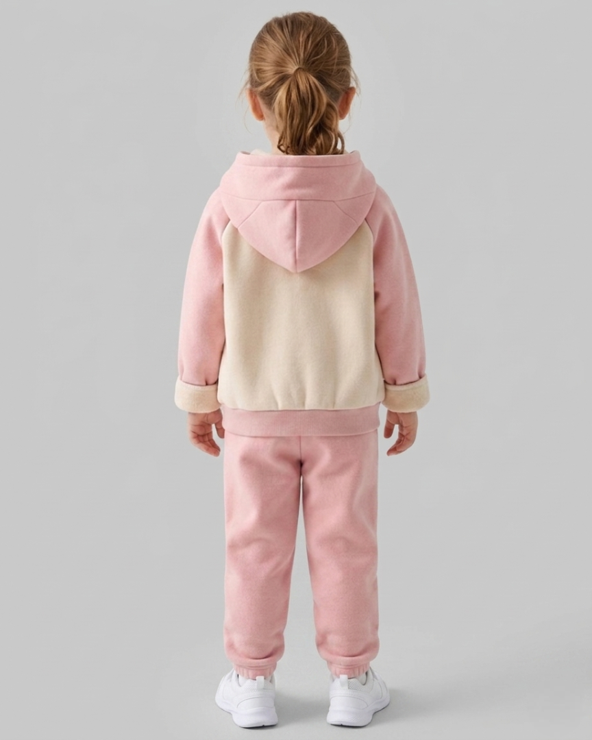 Conjunto niña invierno 2 piezas con sudadera con capucha y pantalón con forro de peluche | ropa bebé niña en España